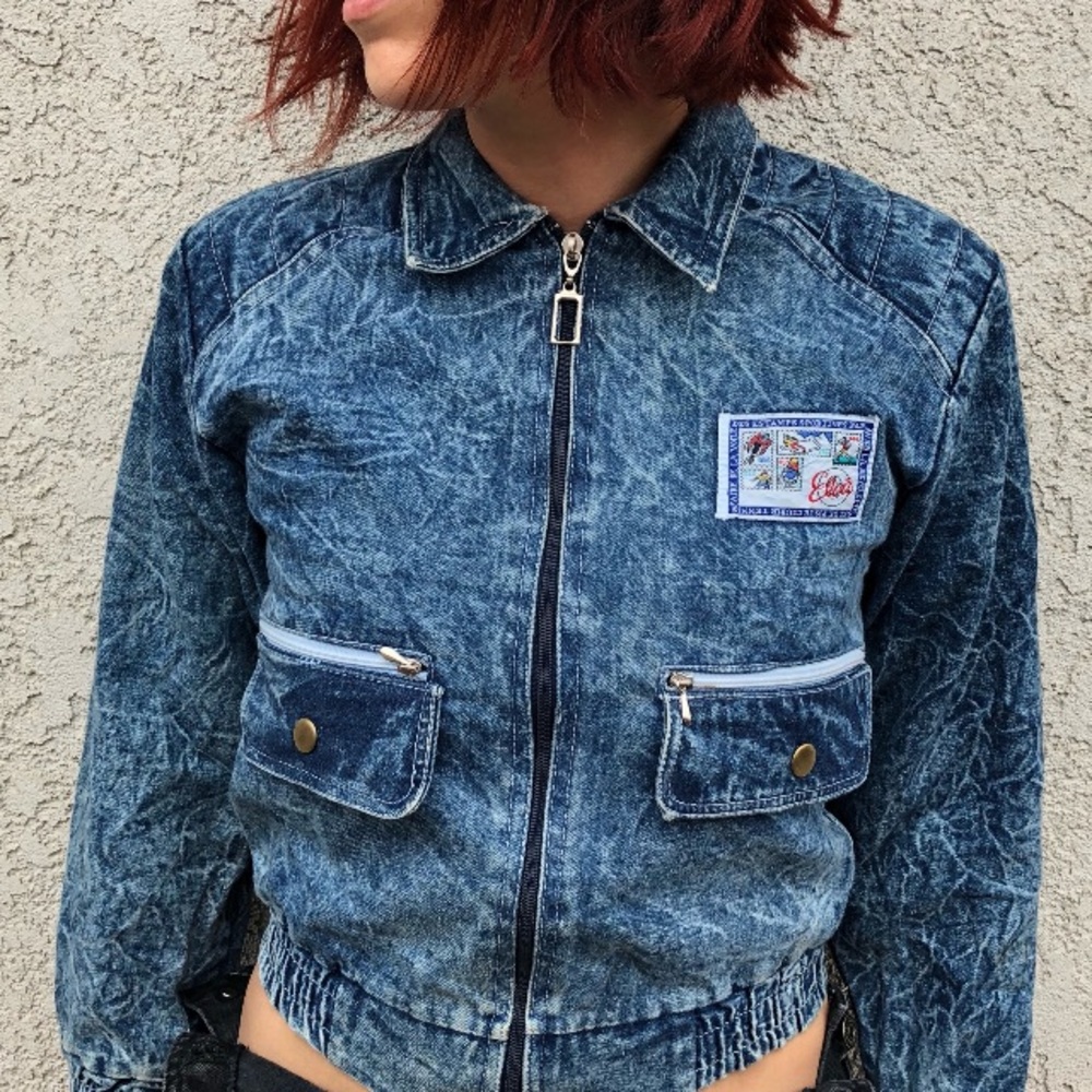 Vintage 1980’s acid wash denim zip up jacket